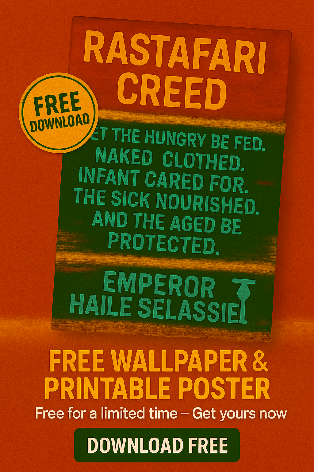 Free Rastafari Creed Poster & Wallpaper | Roots Reggae Art